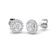 Classic Diamond Halo Stud Earrings in White Gold